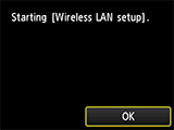 Tela Conexão de LAN sem-fio: Iniciando a configuração da LAN sem-fio